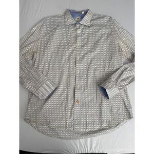 Ganesh Mens‎ Geometric Print Button Down Shirt XL Long Sleeve Casual Dress